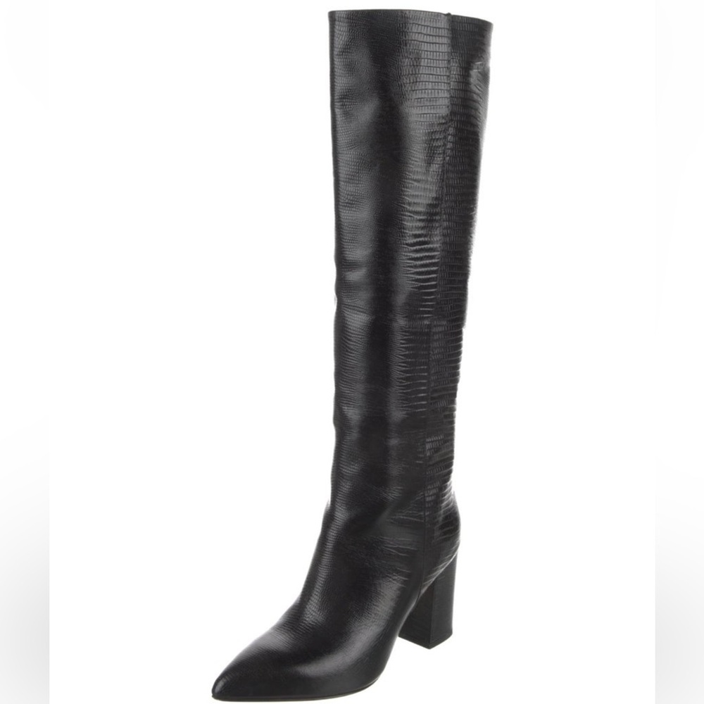 Paris Texas Anja Croco Block-Heel Knee Boots - Picture 2 of 5